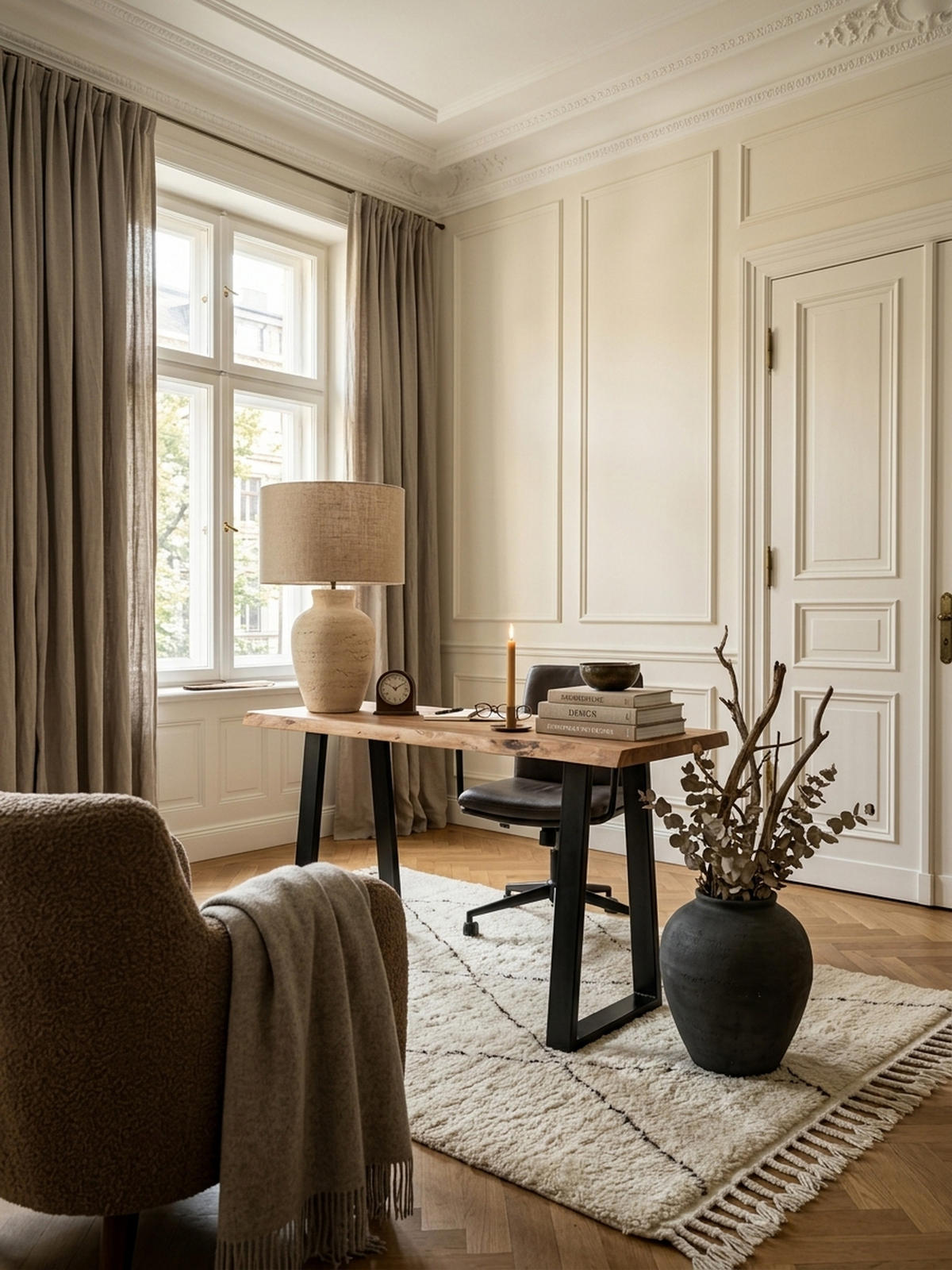 KONSOLENTISCH – Akazienholz, Landhausstil, robuste Metallfüße - Beige/Schwarz, Holz/Metall (45/120/75cm) - KADIMA DESIGN