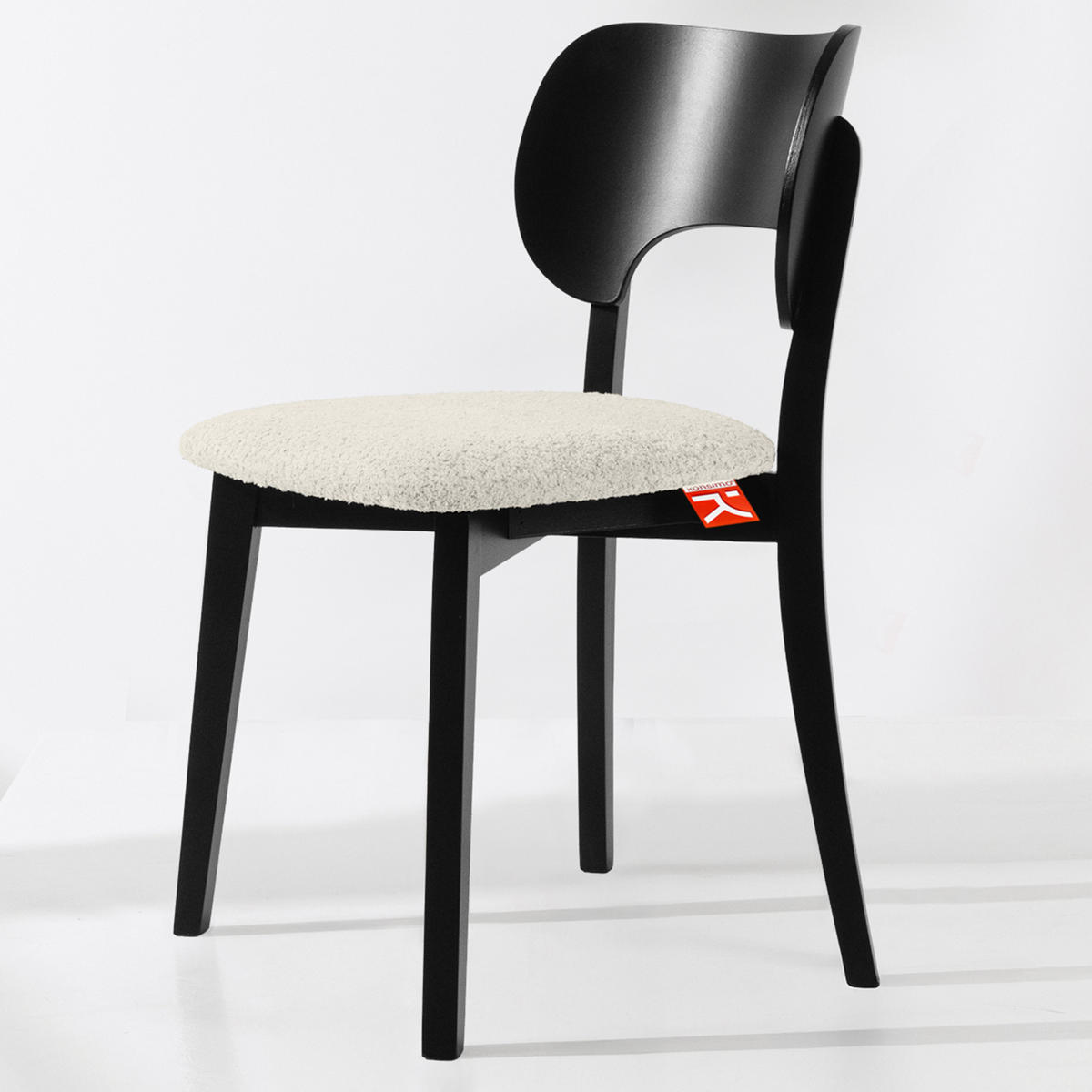 HOLZSTUHL LYCO Esstischstühl 2-er Set, Bouclé - Schwarz/Weiß, Holz/Textil (47/80.5/45cm) - KONSIMO®