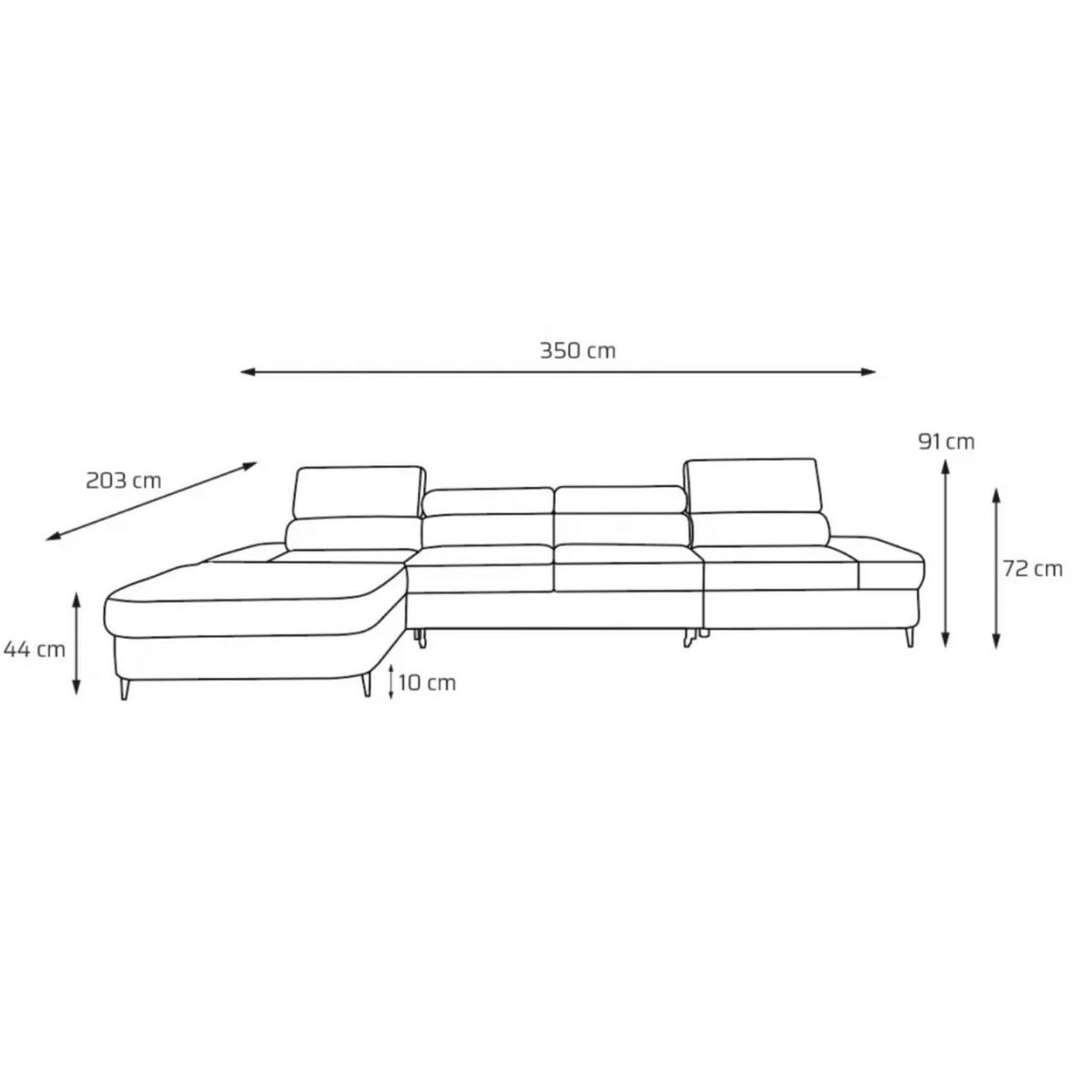 ECKSOFA JAZZ MAXI Links mit Schlaffunktion 125x195 Velours Grau - Schwarz/Grau, Holz/Textil (350/203cm) - Muffo