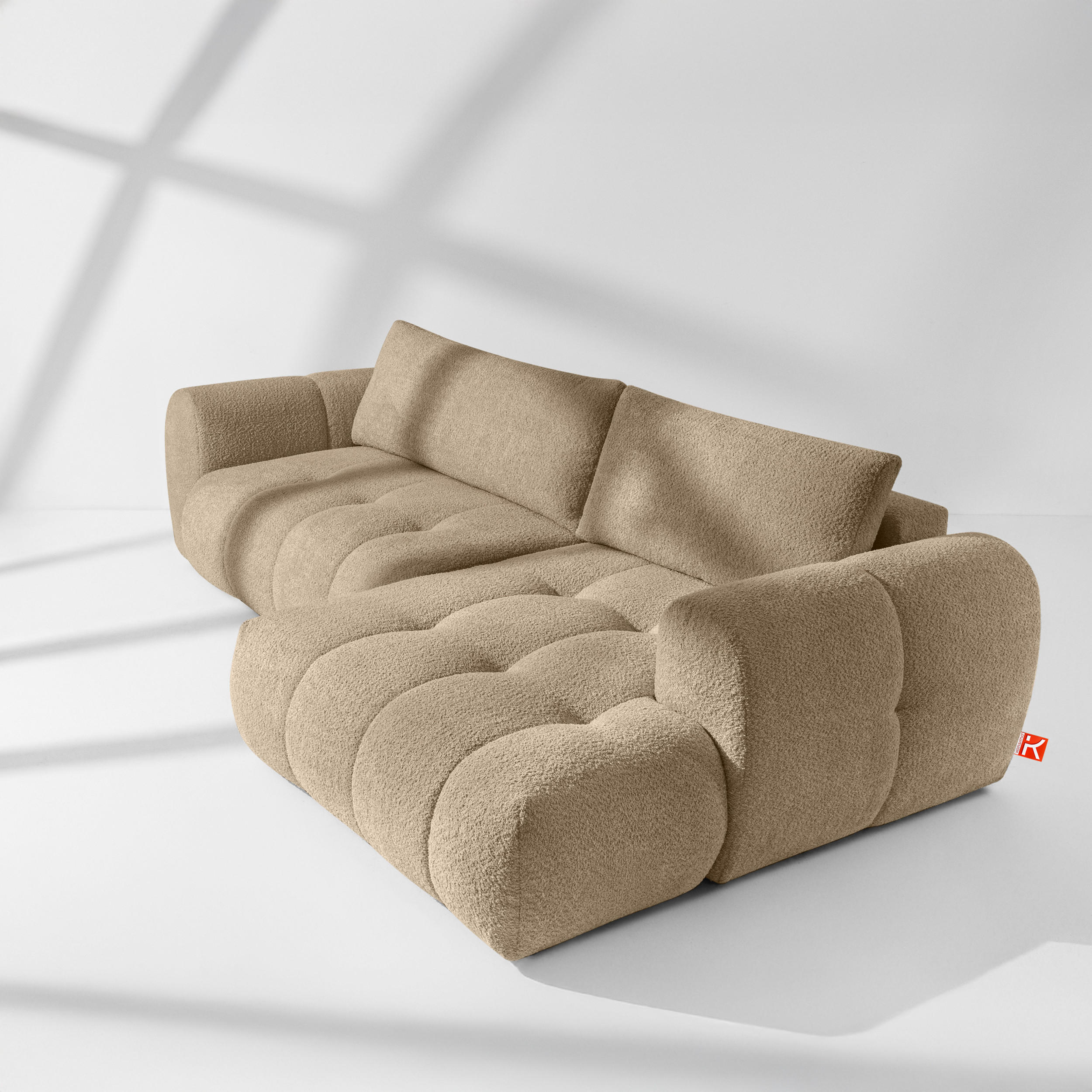 Thumbnail - Konsimo® Ecksofa, Beige, Holz, Textil, Holzwerkstoff, L-Form, 295x112 cm, Wohnzimmer, Sofas & Couches, Wohnlandschaften,...