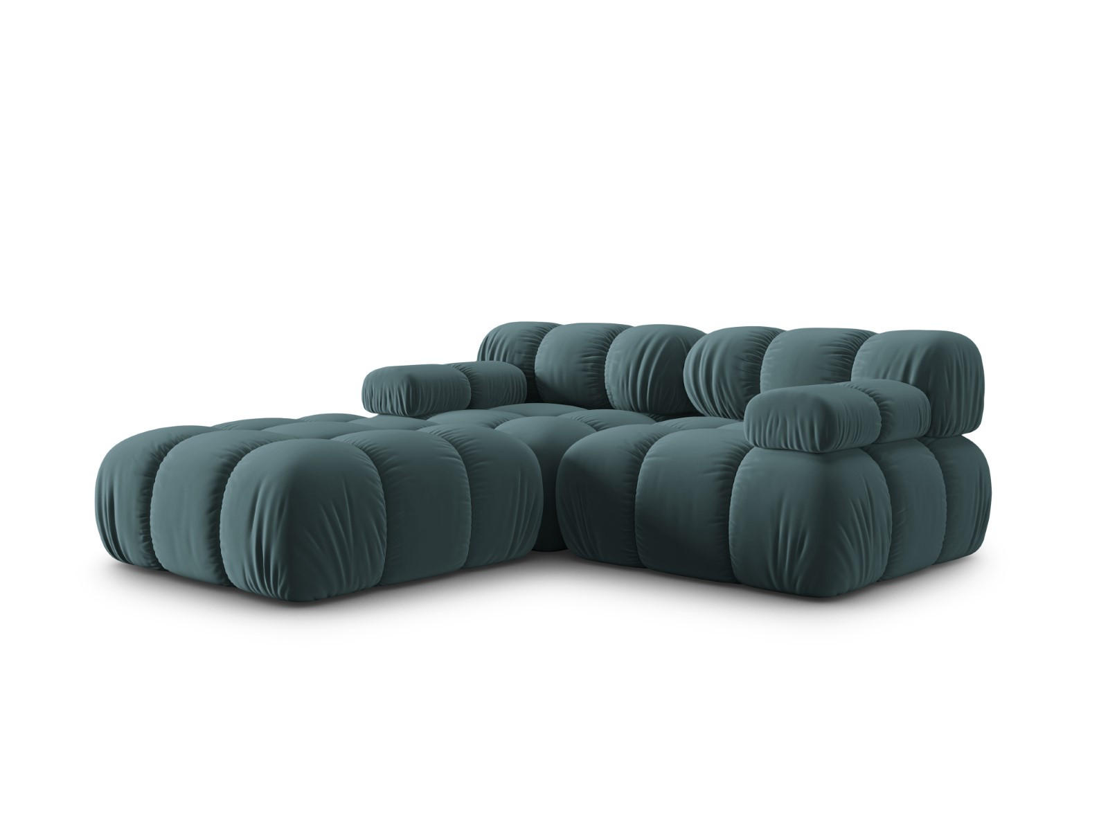 MODULARES-SOFA Bellis aus Samt petrol 3 Sitzplätze - Petrol, Textil (188/63/188cm) - Micadoni