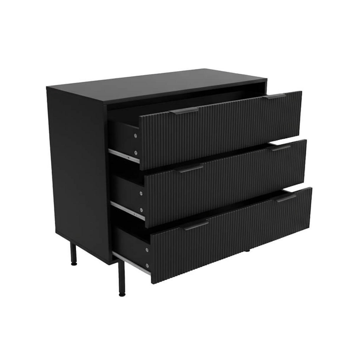 KOMMODE NYLA - Schwarz, 90 x 80 cm - Schwarz, Holzwerkstoff (90/80/42cm) - Home Deluxe