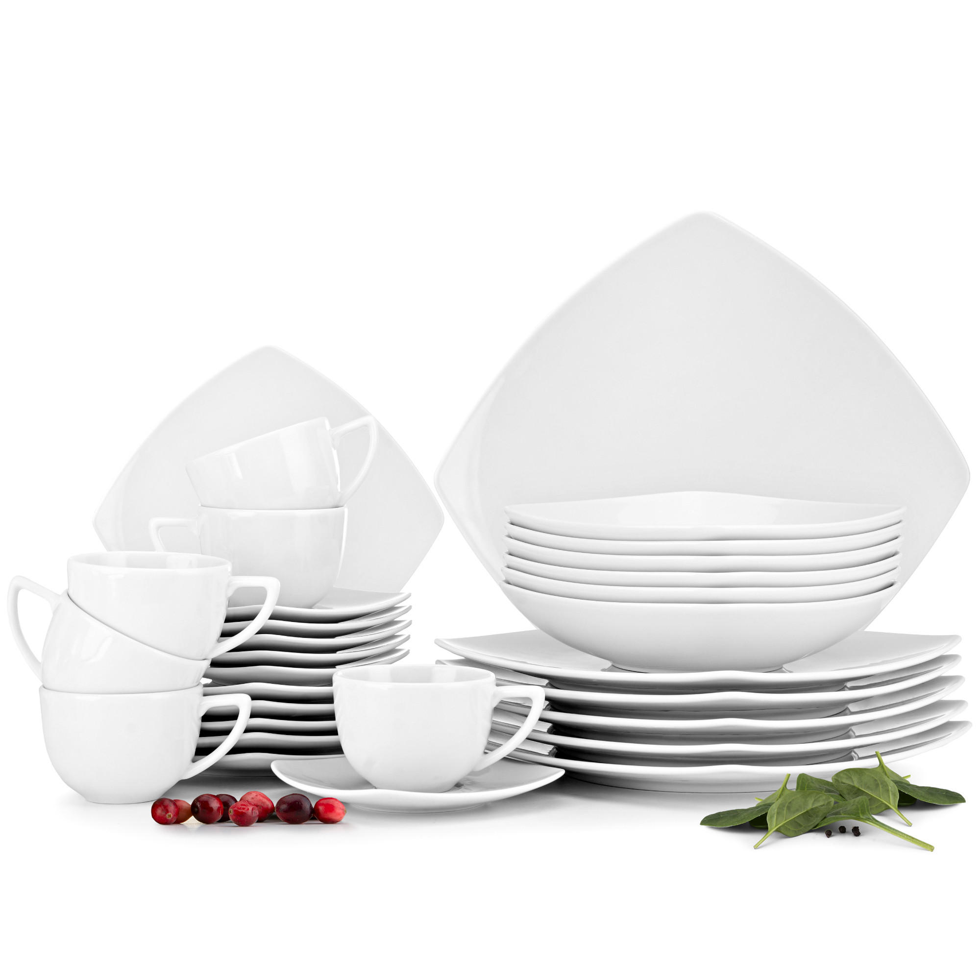 KOMBISERVICE CARLINA 6-Personen 30-tlg - Weiß, Keramik (25.5/2/25.5cm) - KONSIMO®