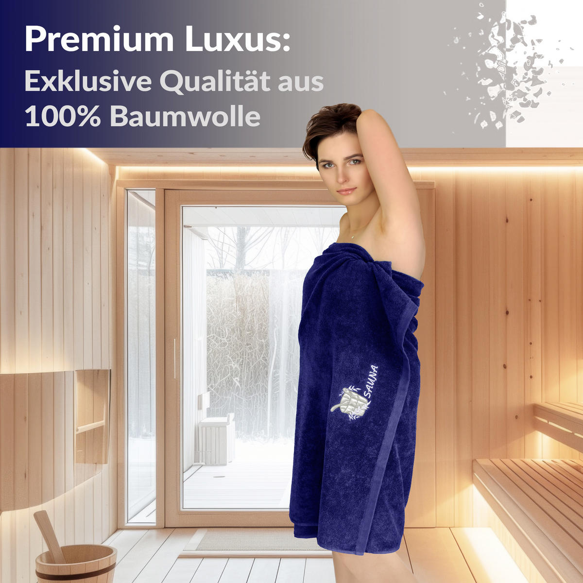 SAUNATUCH Lillby Marine Blau 100x200 cm - Dunkelblau, Textil (100/200cm) - Lashuma