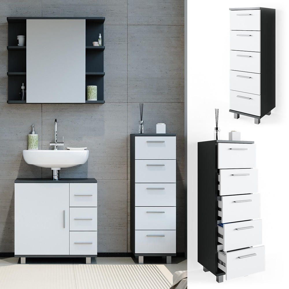 BADSCHRANK Ilias Anthrazit 30 x 95 cm - Anthrazit, Holzwerkstoff (30/95/30cm) - Vicco