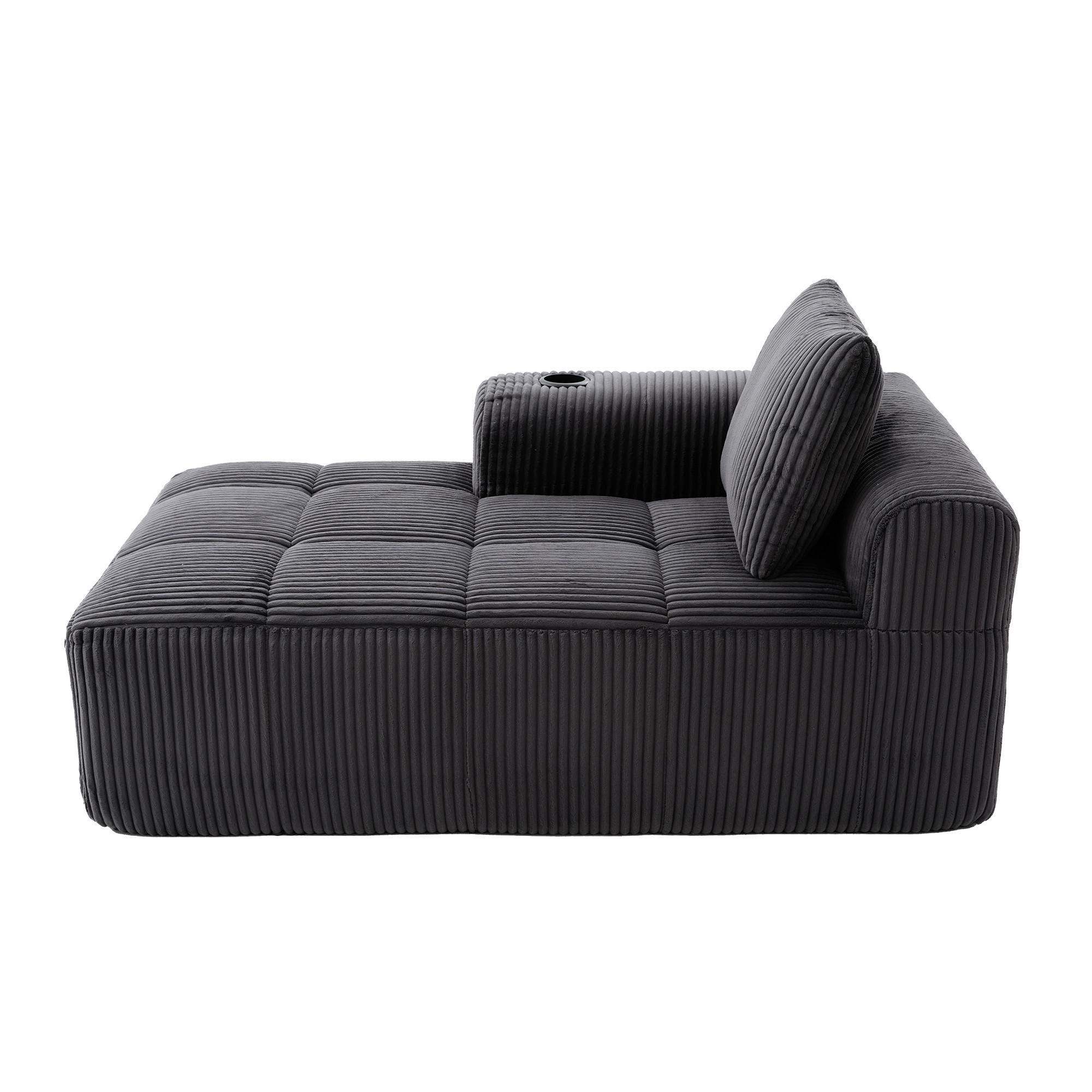 LIEGESESSEL Cord mit Seitenfächern und Becherhaltern 158/93/61 cm Dunkelgrau - Dunkelgrau, Textil (93/61/158cm) - Redom