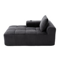 LIEGESESSEL Cord mit Seitenfächern und Becherhaltern 158/93/61 cm Dunkelgrau - Dunkelgrau, Textil (93/61/158cm) - Redom