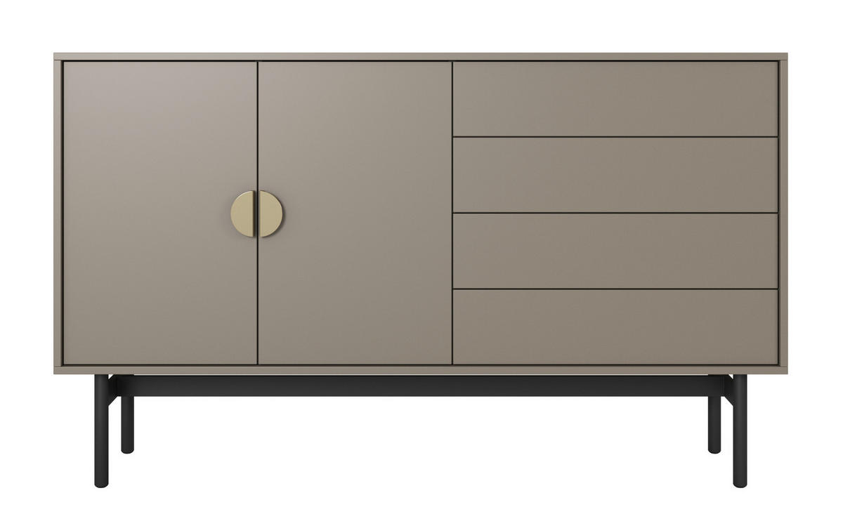SIDEBOARD Stoon Steingrau 154 cm - Beige/Goldfarben, Holzwerkstoff/Metall (154/93/38cm) - Selsey