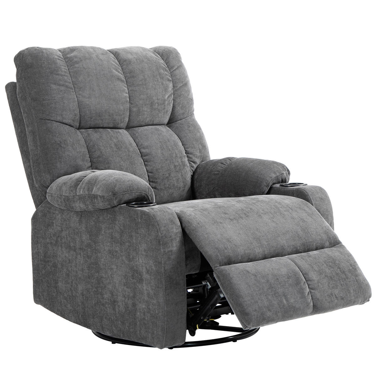 RELAXSESSEL DE-06295 mit Fußstütze, drehbar, Schaukelfunktion Dunkelgrau - Dunkelgrau, Textil/Metall (96/108/88cm) - ComfortXL