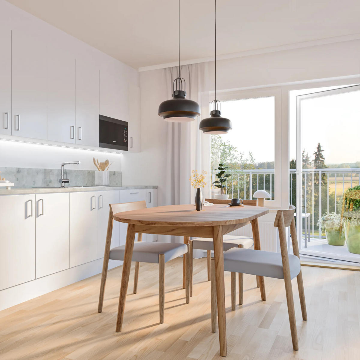 ESSTISCH BO D108 + 2 Verlängerungen, natürliches Ölwachs - Beige, Holz (108/108/75cm) - WOODEK