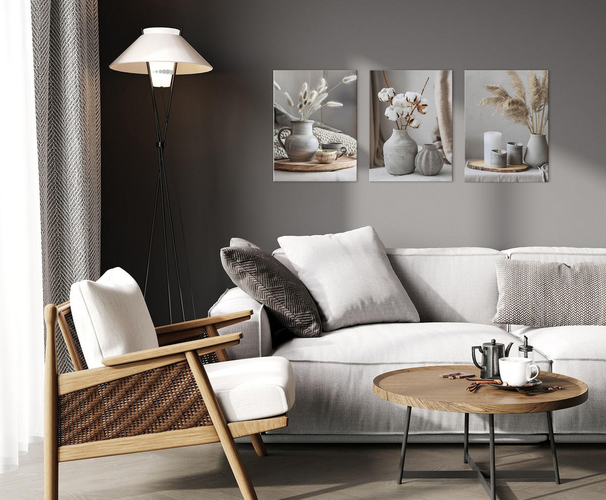 BILDERSET 3er-Set 30x40 cm Stillleben beige grau - Beige, Kunststoff (30/40cm) - artissimo