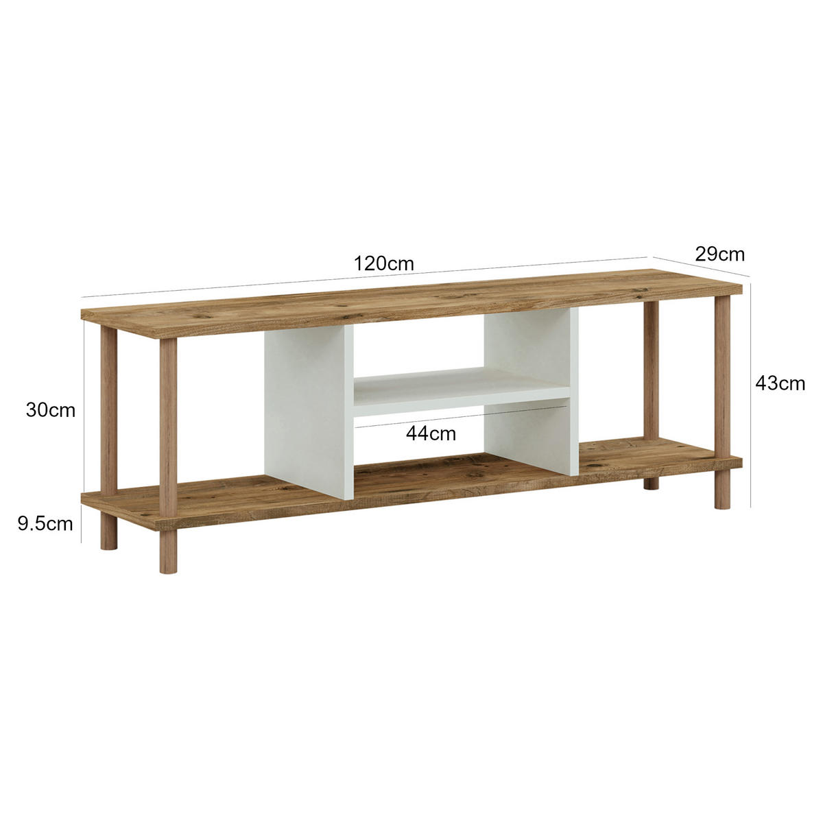 LOWBOARD Ærøskøbing - Beige, Holz/Holzwerkstoff (120/43/29cm) - [en.casa]