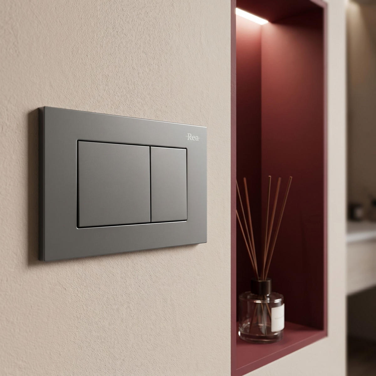 DRÜCKPLATTE Rea J K011a-q Und Slim 024n Titan - Titanfarben, Kunststoff (24.5/16.5/4cm) - REA