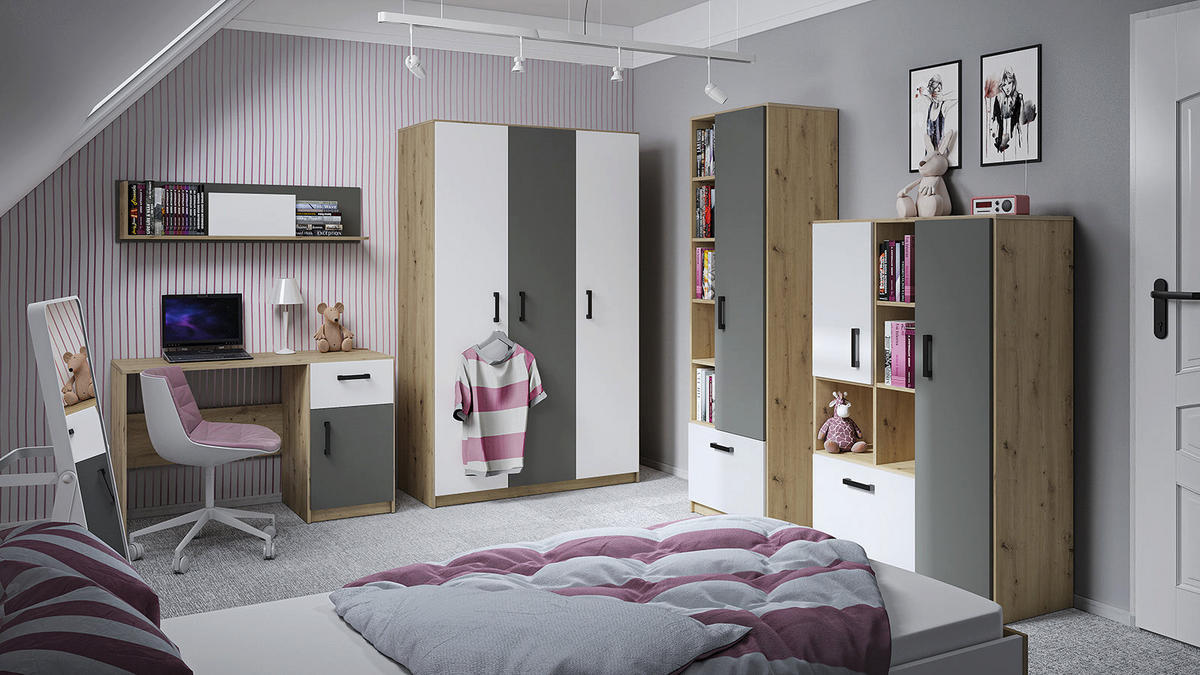 SCHREIBTISCH – FINI 08 – 53 x 120 cm – Fini – Weiß / Anthrazit - Anthrazit/Weiß, Holzwerkstoff (53/120/76cm) - hi-markt