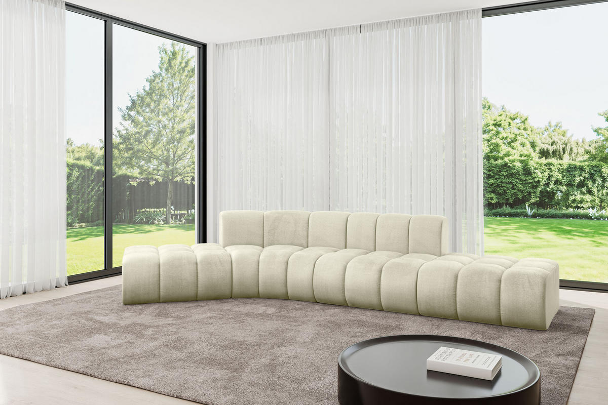 ECKSOFA modulares Sofa Solven-L1 - 380x174x70 cm Beige - Beige, Holzwerkstoff/Textil (380/174cm) - ALTDECOR