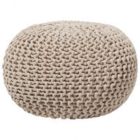 POUF Conrad 50/50/35 cm - Beige, Naturmaterialen/Textil (50/35/50cm) - Beliani