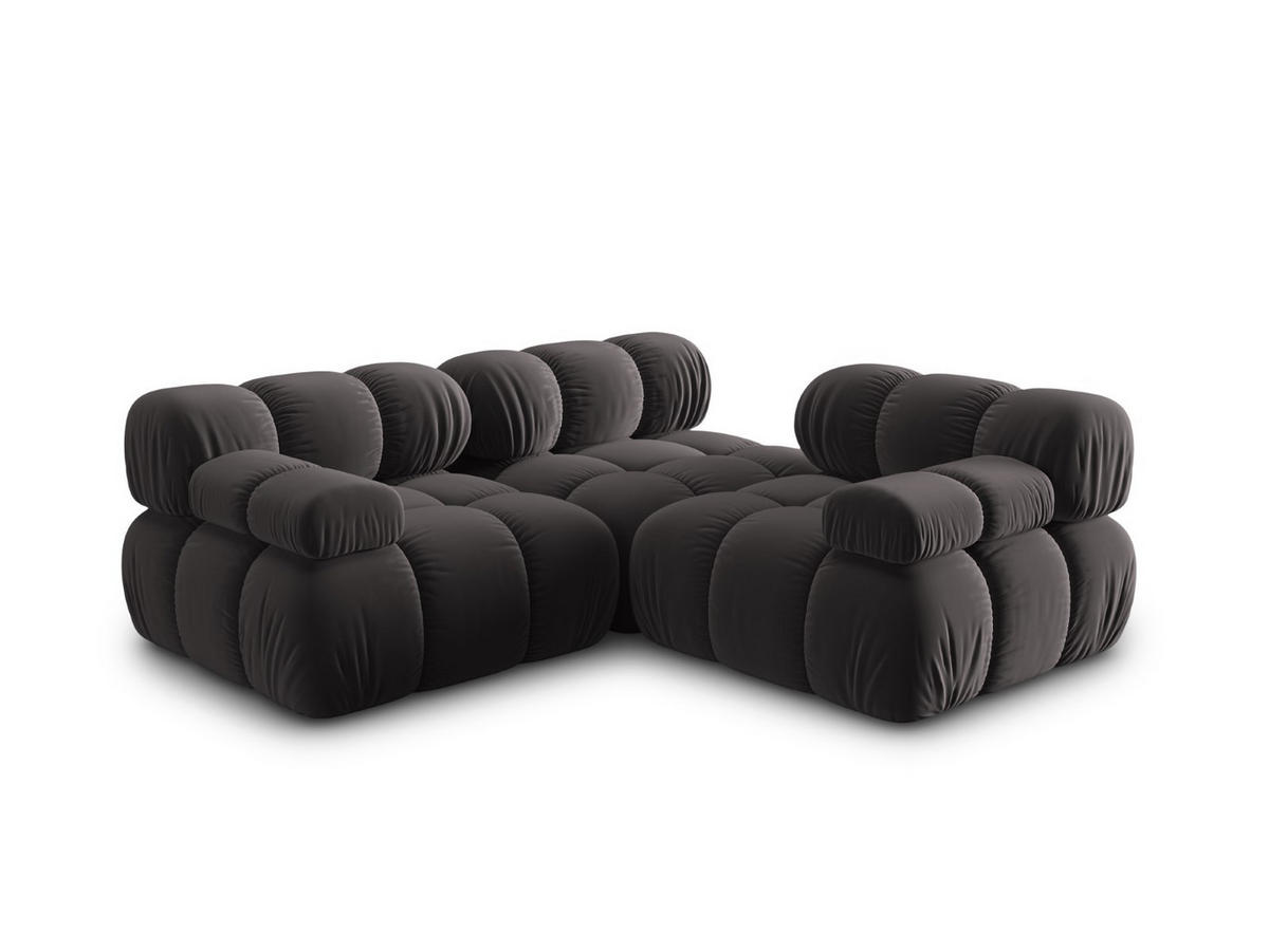 MODULARES-SOFA Bellis aus Samt dunkelgrau 3 Sitzplätze - Dunkelgrau, Textil (94/63/282cm) - Micadoni