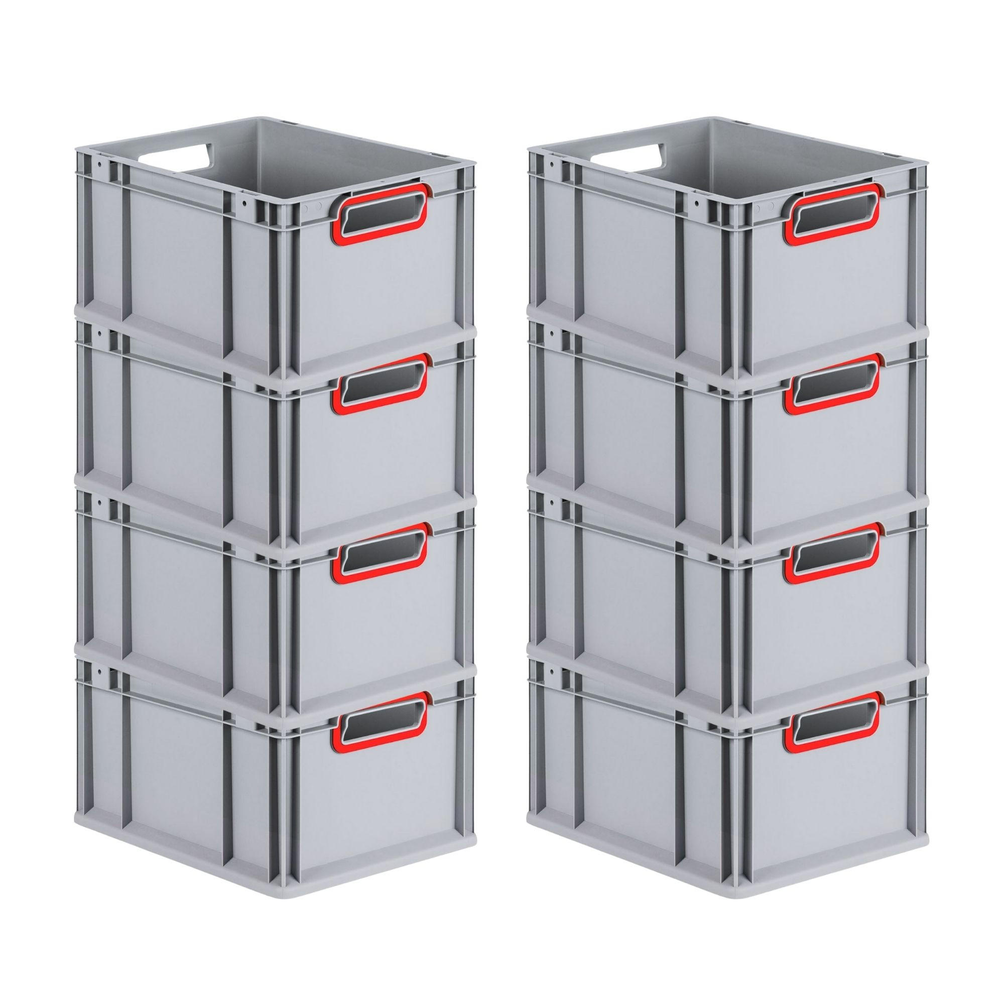 EUROBOX 8x Nextgen Color 22x30x40cm 20 Liter Griffe Rot Offen - Rot, Kunststoff (30/22/40cm) - PROREGAL