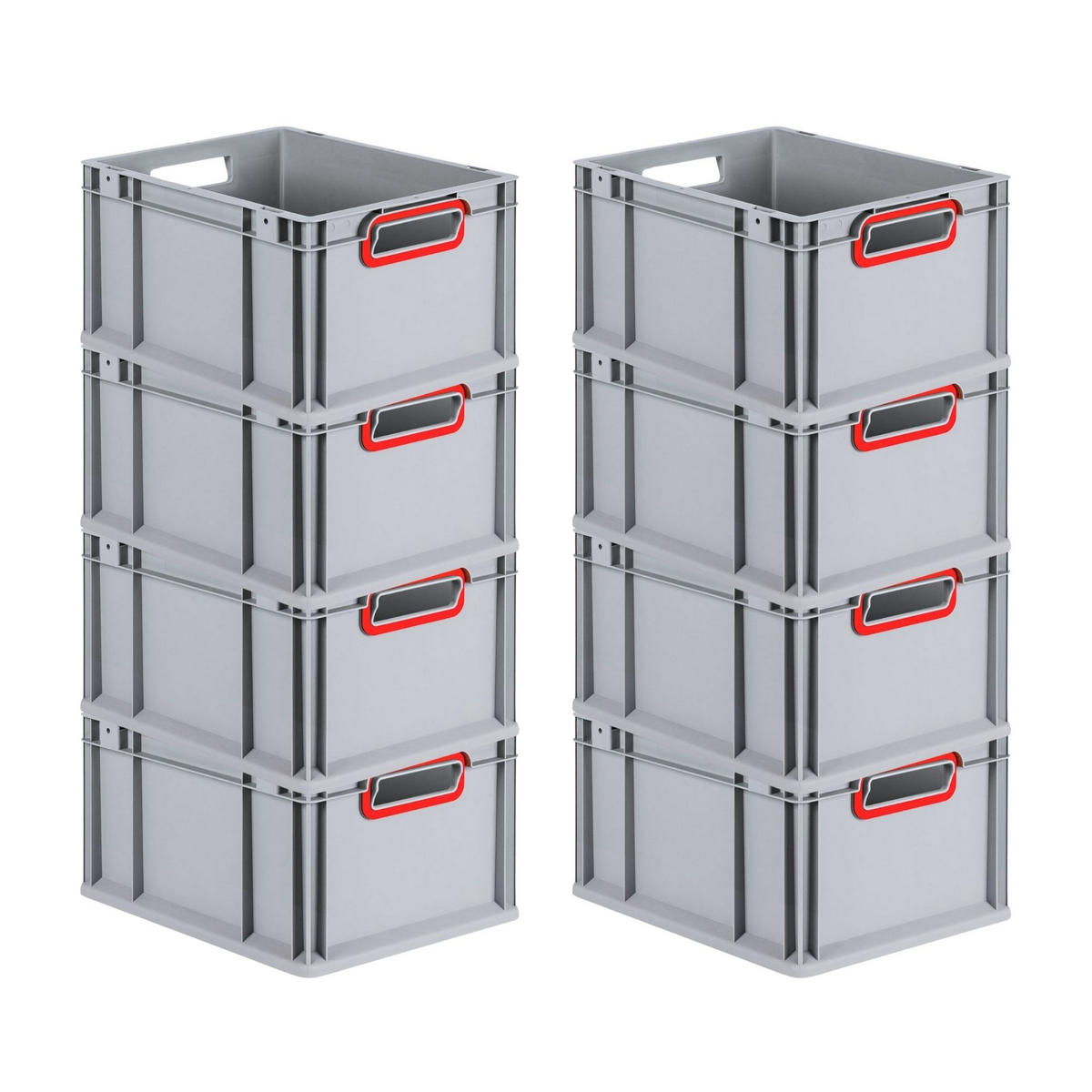 EUROBOX 8x Nextgen Color 22x30x40cm 20 Liter Griffe Rot Offen - Rot, Kunststoff (30/22/40cm) - PROREGAL
