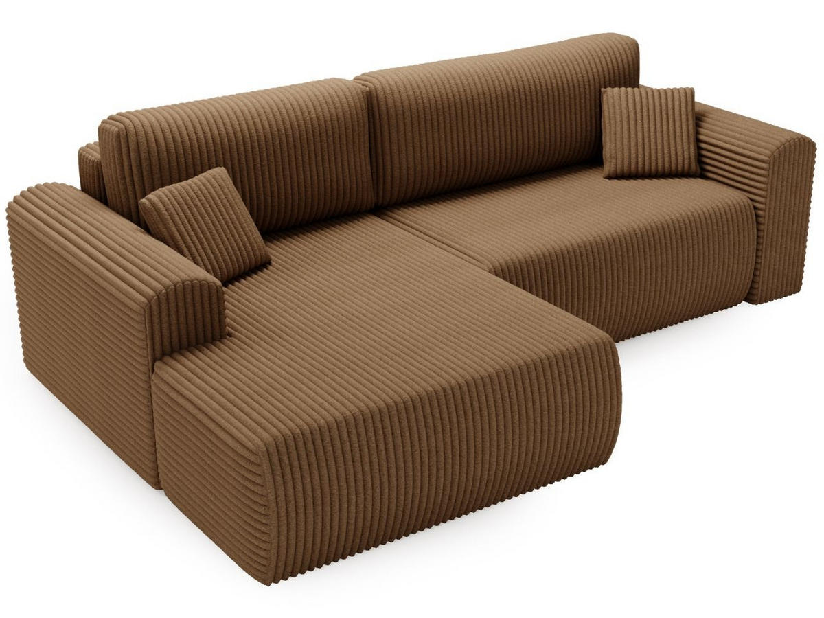 ECKSOFA Belvio Braun Links - Schwarz/Braun, Holz/Textil (257/177cm) - Graingold