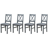 STUHL Nilo 10 (4er Set) - Graphitfarben/Grau, Holz (43/94/40cm) - Leaf Design
