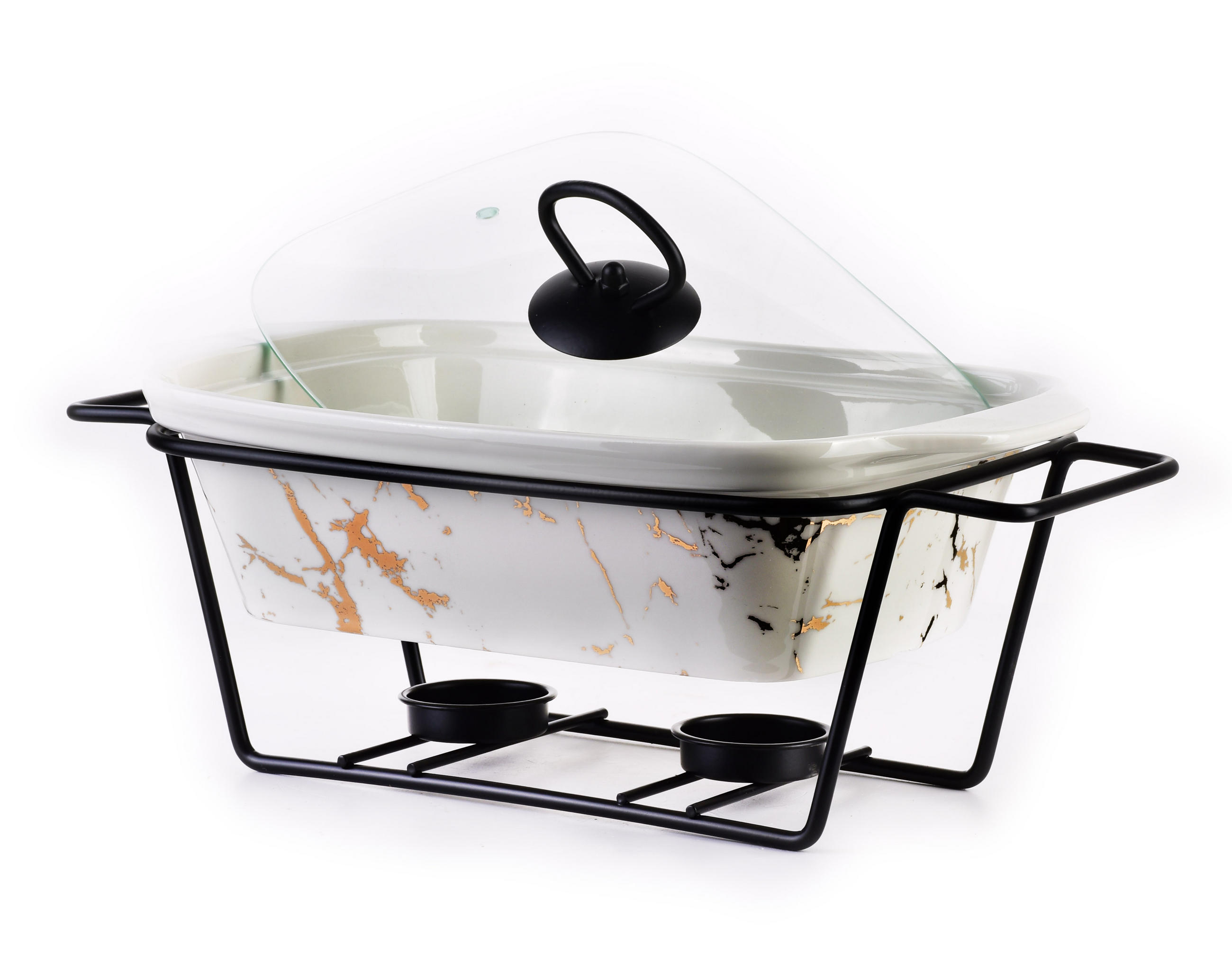 AUFLAUFFORM Modern Kitchen Weiß Gold 36/23/12 cm Keramik - Goldfarben/Weiß, Keramik (23/12/36cm) - Mondex