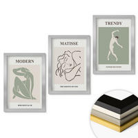 WANDBILDER 3er Set - 20x30 cm Silberner Rahmen - Stilvolle minimalistische Charaktere - Silberfarben, Kunststoff (20/30cm) - ArtPrintCave