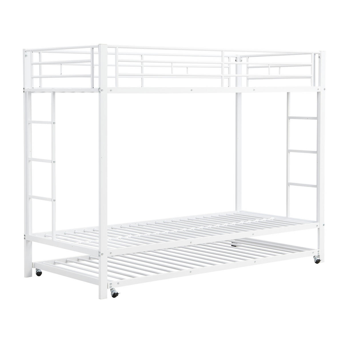ETAGENBETT 90/200 cm aus Metall mit ausziehbarem Rollbett Weiß - Weiß, Metall (90/200cm) - Modenvie