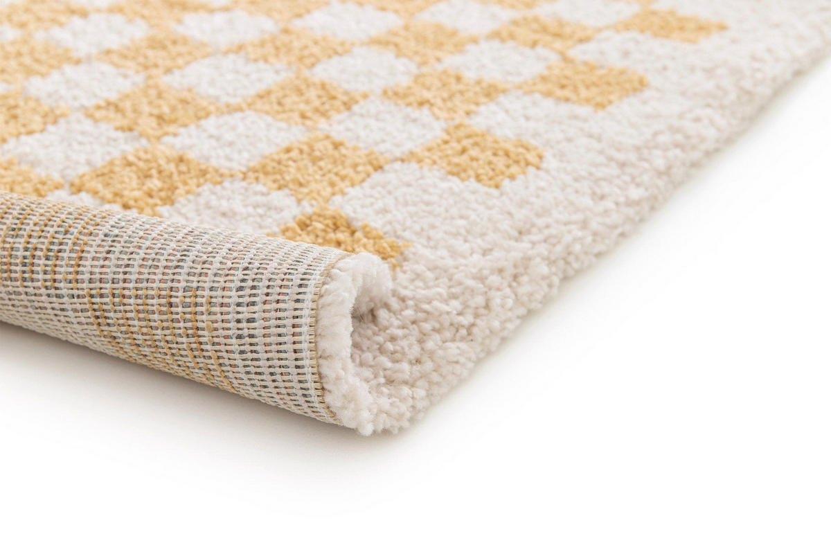 TEPPICH kariert langflorig weich voluminös gelb - Gelb, Textil (120/170cm) - AFK Living