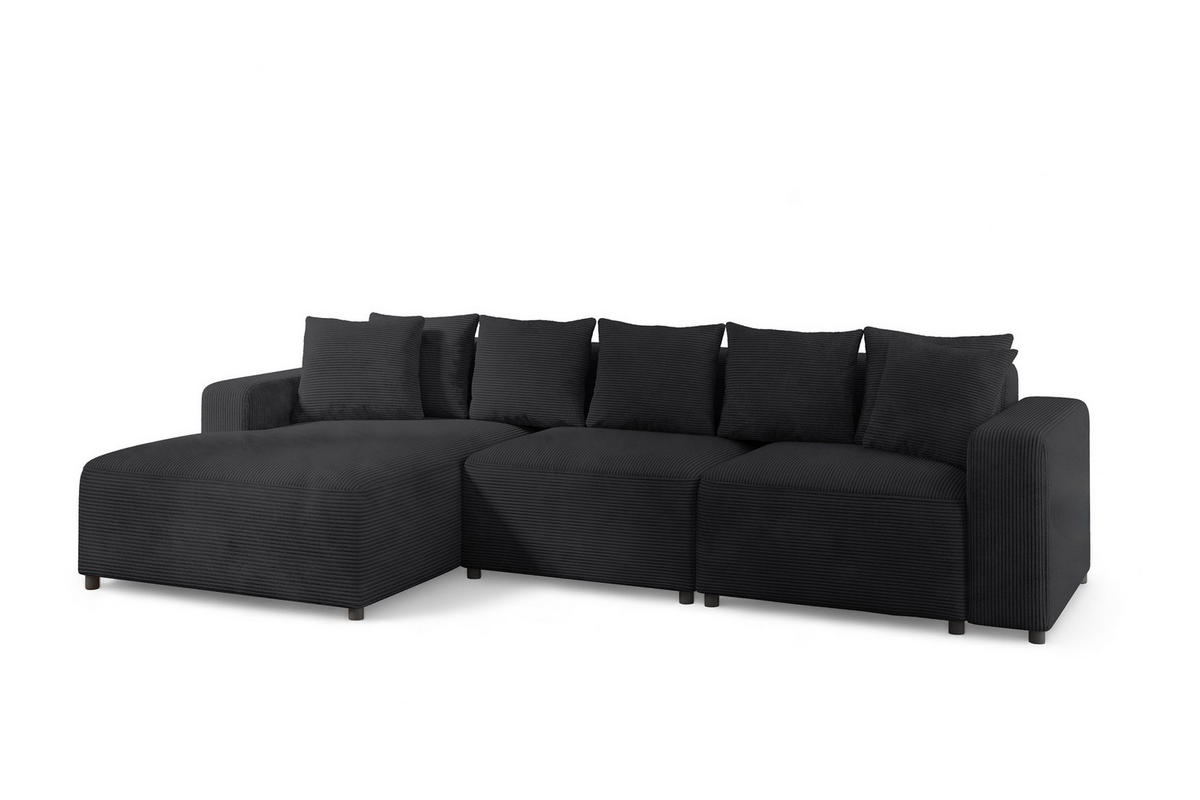 ECKSOFA Megan In Poso - Anthrazit, Holzwerkstoff/Textil (331/165cm) - Fun Möbel