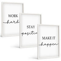BILDER SET 3er Set - 40x60 cm Weißer Rahmen - Minimalistische Motivationsinschriften - Weiß, Kunststoff (40/60cm) - TULUP