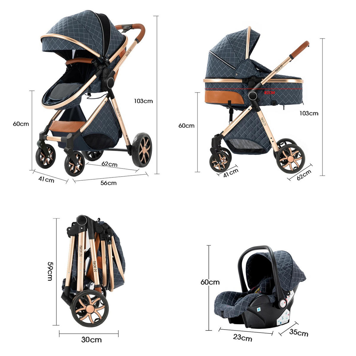KINDERWAGENSET YV9-GRAU - Grau, Metall (80/60cm) - Kaket
