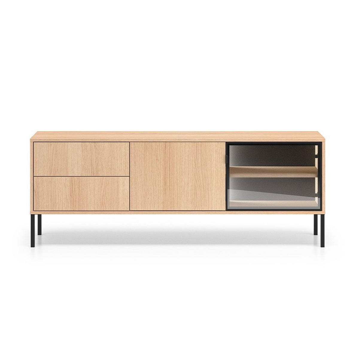 TV-MÖBEL Paige Holz und Schwarz - Schwarz, Holzwerkstoff (160/59/40cm) - Petits-meubles