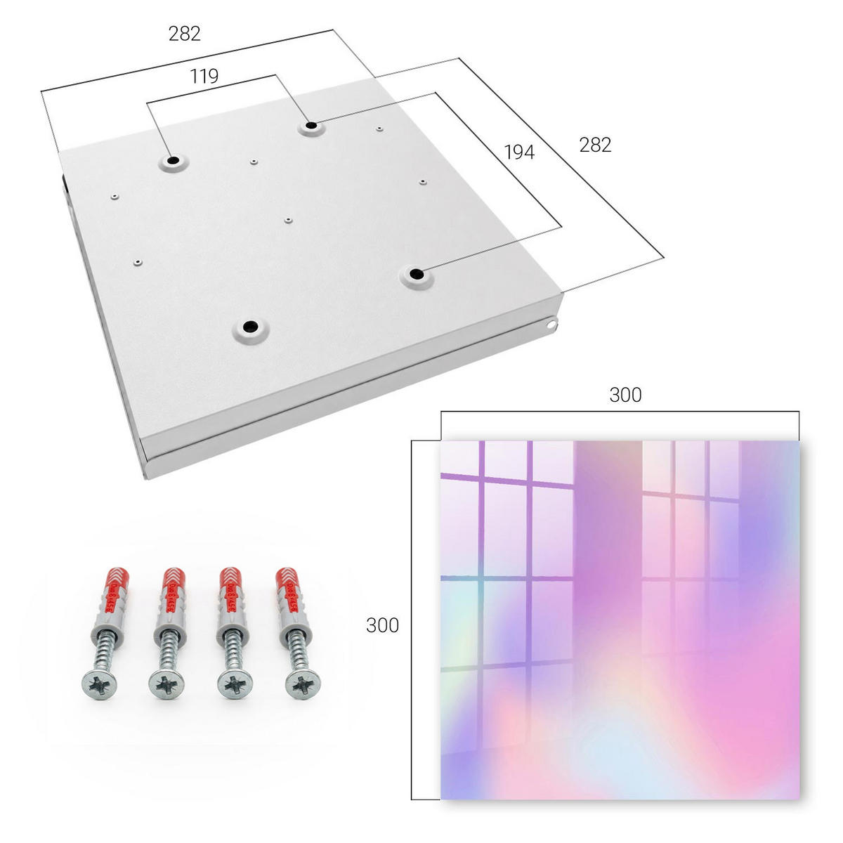 SCHLÜSSELBOX Weiß 30x30 cm – Türöffnung nach rechts - Pastellwelle - Lila, Metall (30/30/5cm) - TULUP