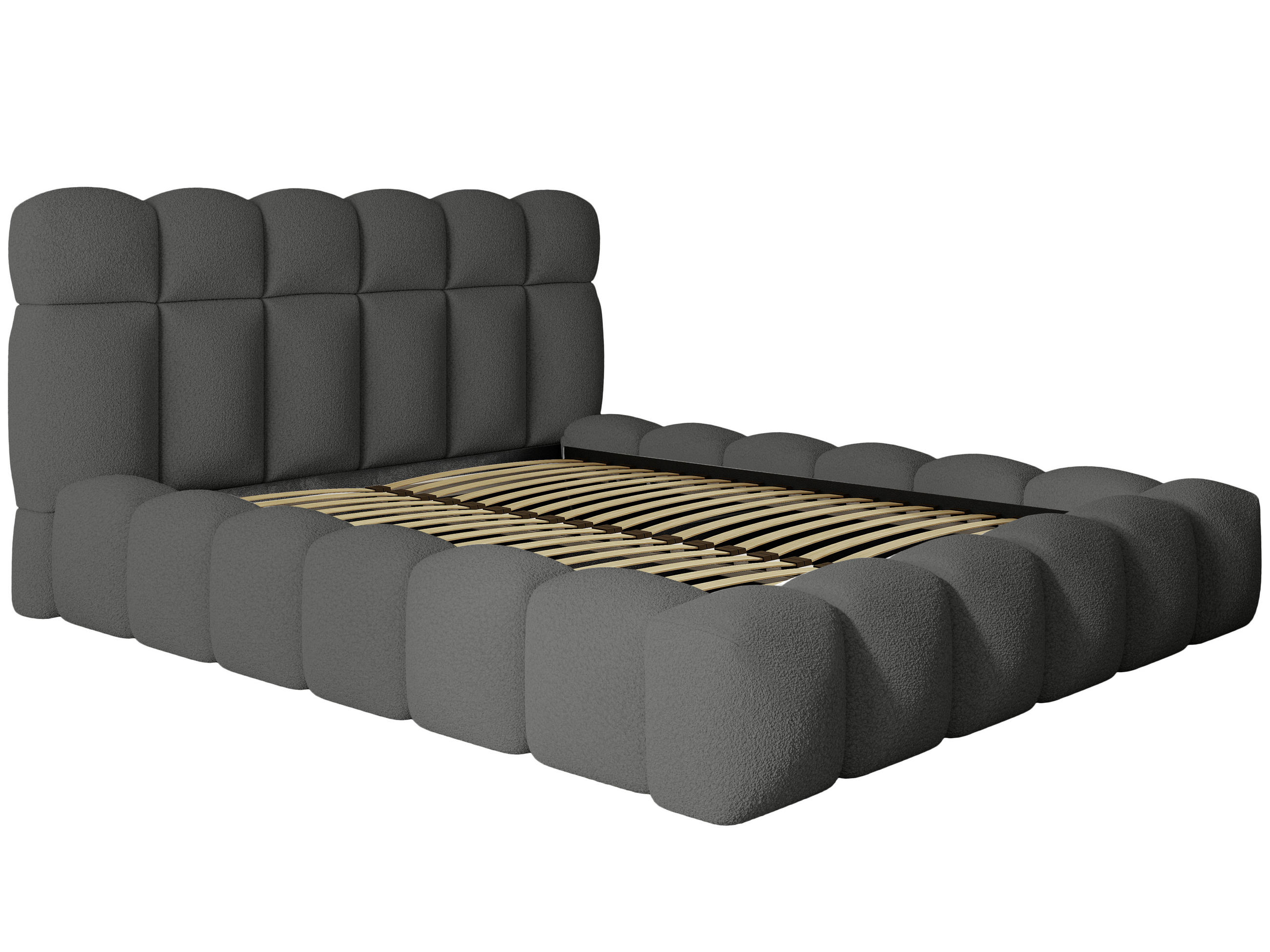 POLSTERBETT Mira XL Anthrazit 140/200 cm Boucle mit Bettkasten - Anthrazit, Textil/Metall (140/200cm) - wonello