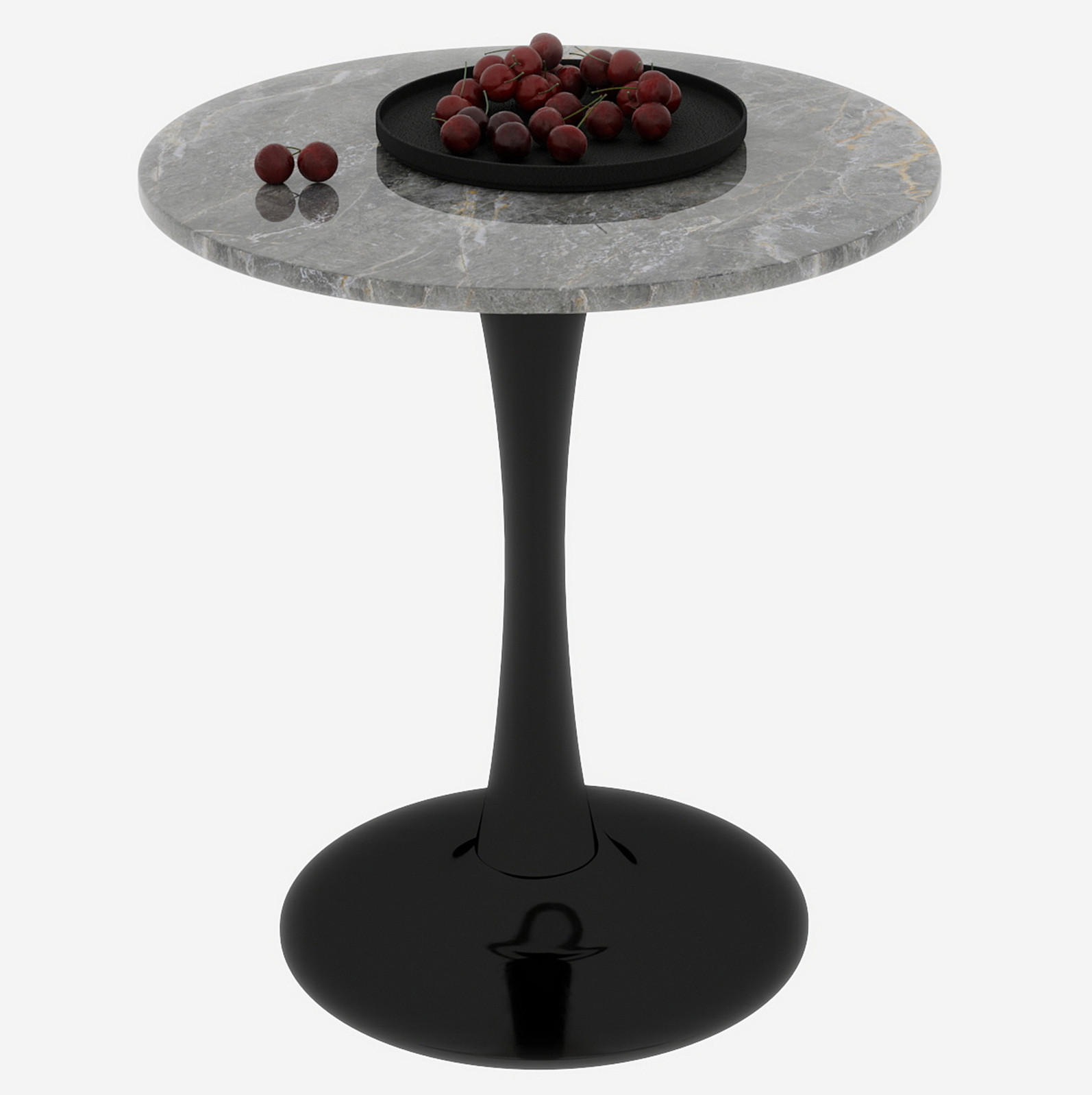 COUCHTISCH 70 cm Schwarz/Grau aus Kunstmarmor mit modernem Design - Grau, Stein (70/70/72cm) - OKMYHOME