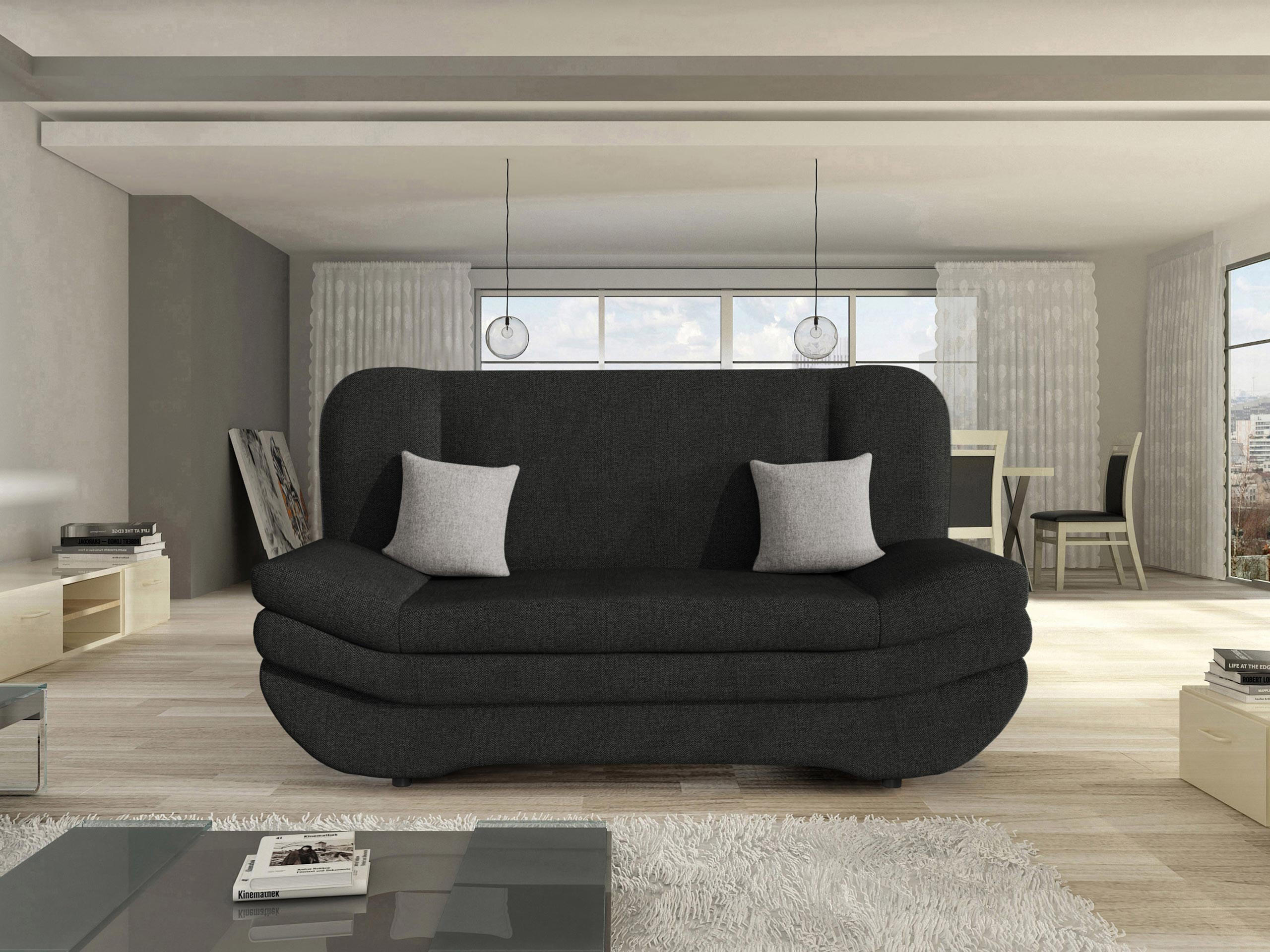 SCHLAFSOFA Weronika - Anthrazit/Schwarz, Holz/Kunststoff (200/95/90cm) - MIRJAN24