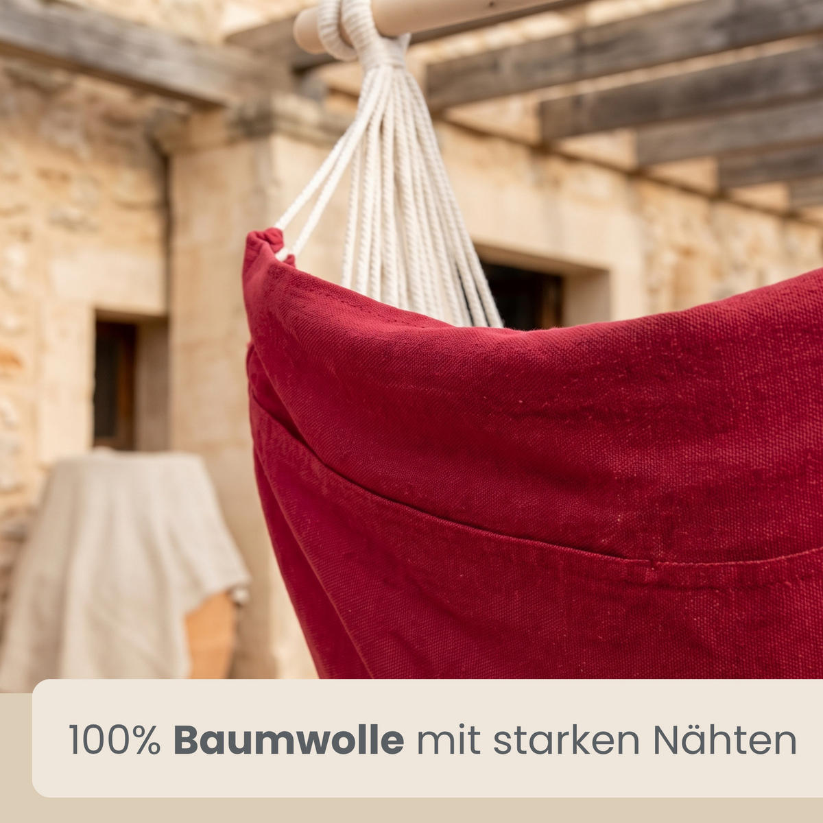 XL HÄNGESTUHL mit Gestell 210/140 cm , Weinrot/Schwarz - Rot, Textil (140/210/160cm) - Amanka