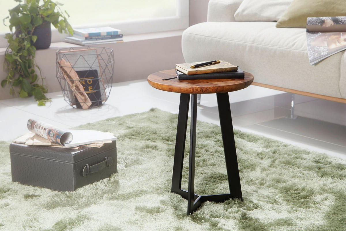 BEISTELLTISCH – Holz Metall Braun Schwarz 40x40 cm Industrial Maserung - Schwarz/Braun, Holz/Metall (35/35/45cm) - KADIMA DESIGN