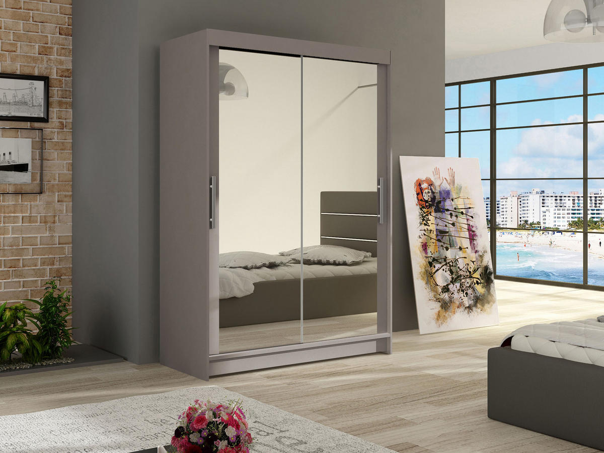 KLEIDERSCHRANK Miami VII - Kaschmir/Silberfarben, Holzwerkstoff/Kunststoff (120/200/58cm) - MIRJAN24