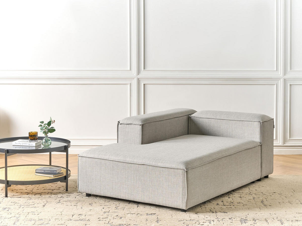 ČALOUNĚNÉ LEHÁTKO CHAISE LONGUE PRAVOSTRANNÉ Látka Světle šedé Ardal - šedá/černá, textil (119/68/180cm) - Beliani