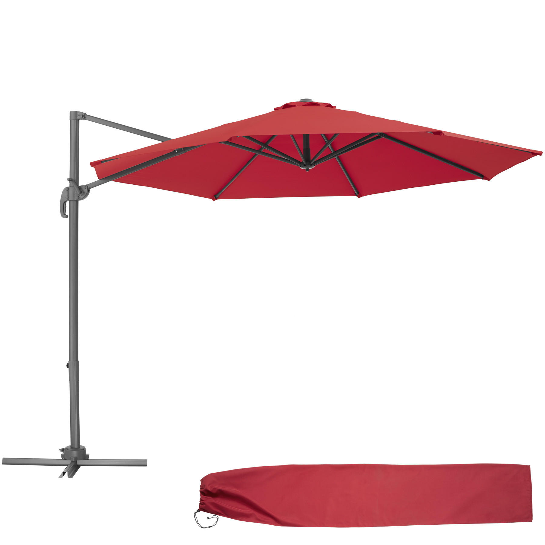 SONNENSCHIRM Daria,UV-Schutz 50+, inklusive Schutzhülle,weinrot - Bordeaux, Metall (300/372cm) - tectake