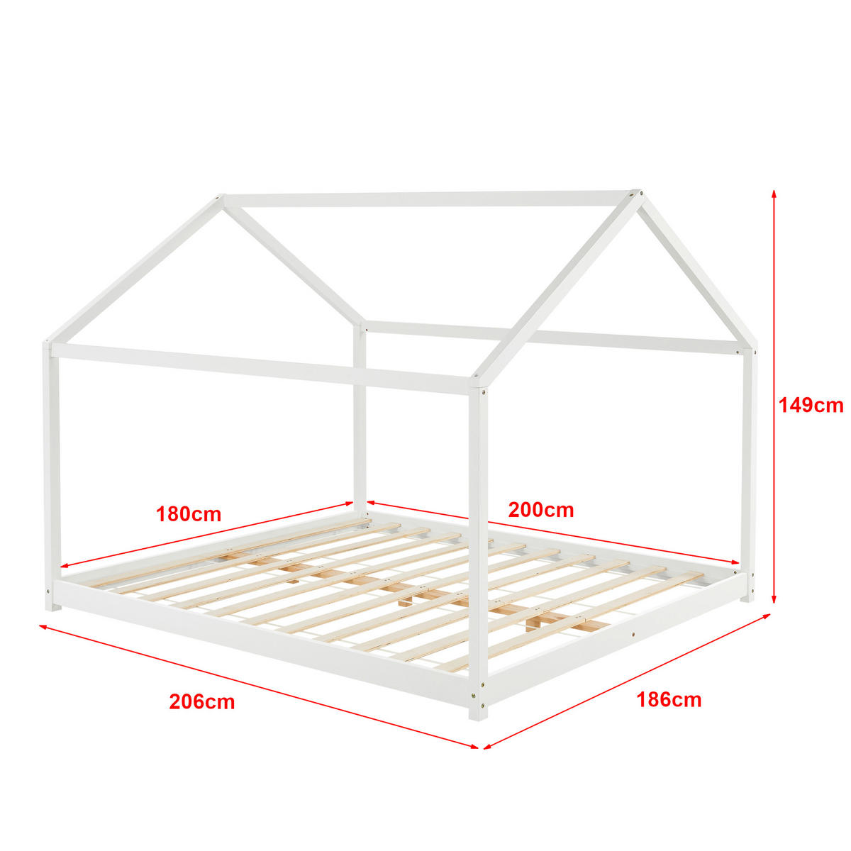 HAUSBETT Cerro - Weiß, Holz (180/200cm) - [en.casa]