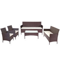 LOUNGE-SET Gartengarnitur Braun-Meliert Kissen Creme - Braun, Metall - PROREGAL