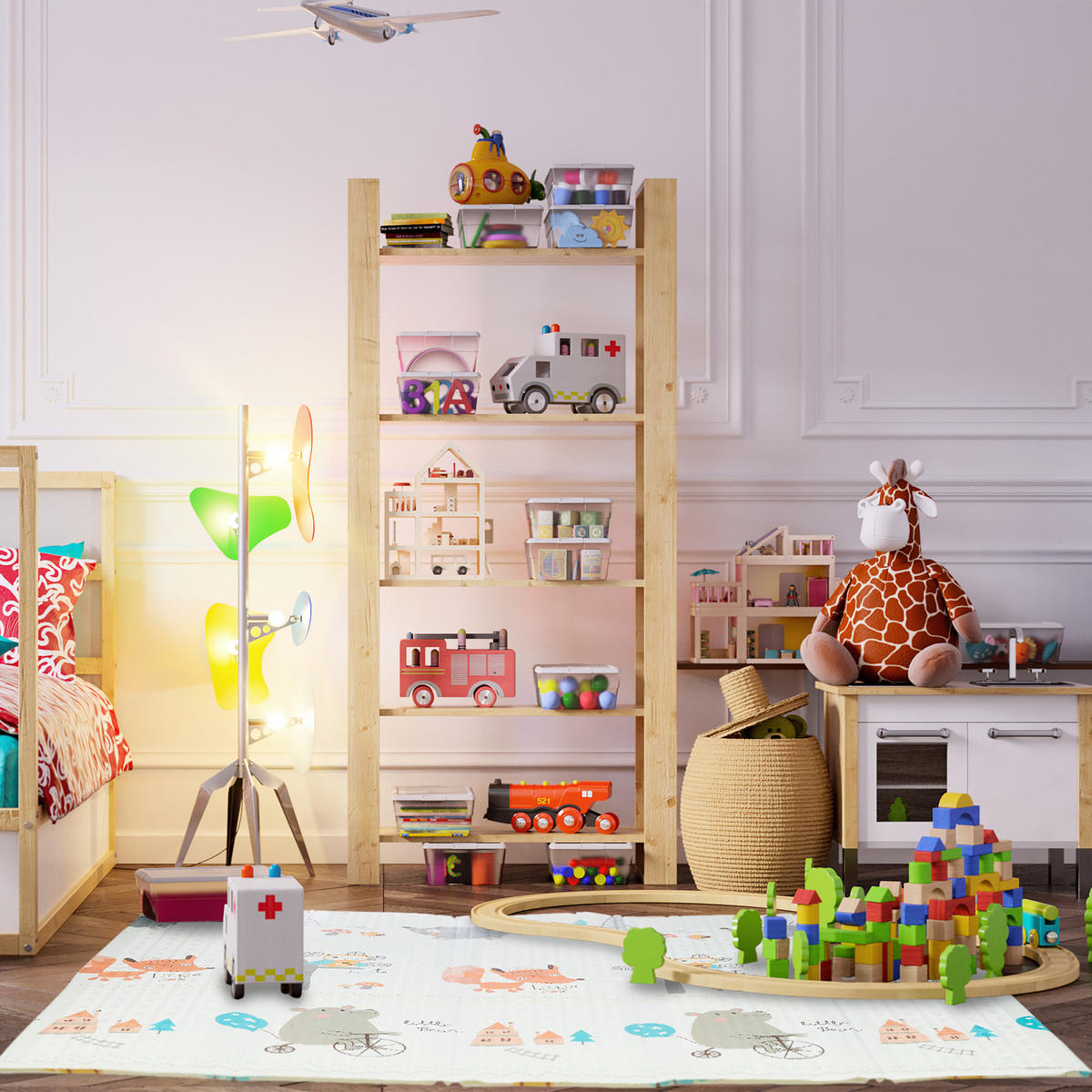 SPIELMATTE Bunt faltbar Tiermotive 195x175 cm - Multicolor, Kunststoff/Textil (195/175cm) - Relaxdays