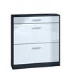 SCHUHSCHRANK Roma Schmal mit 2 Klappen und 1 Schublade, Platzsparender Schuhkipper, Schwarz/Weiß Hochglanz (89 x 95,5 x 23 cm) - Weiß Hochglanz, Holzwerkstoff (89/95.5/23cm) - InnoFurn