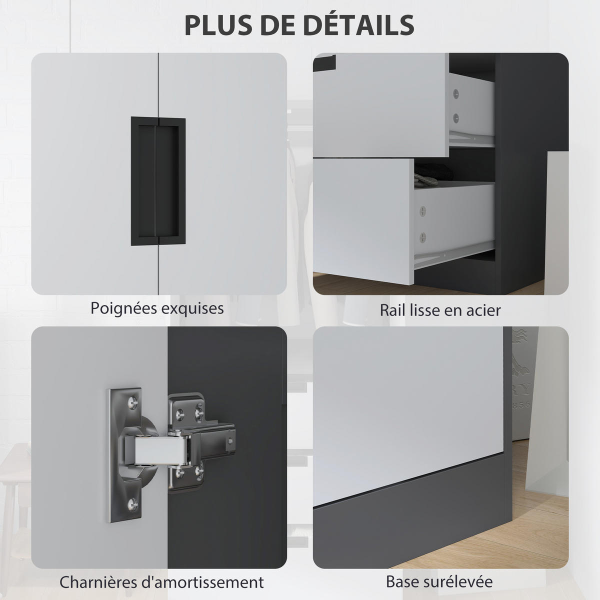 KLEIDERSCHRANK DE-17198 3 Schubladen & Soft-Close-Türen Grau - Grau, Holzwerkstoff (50/180/80cm) - ComfortXL