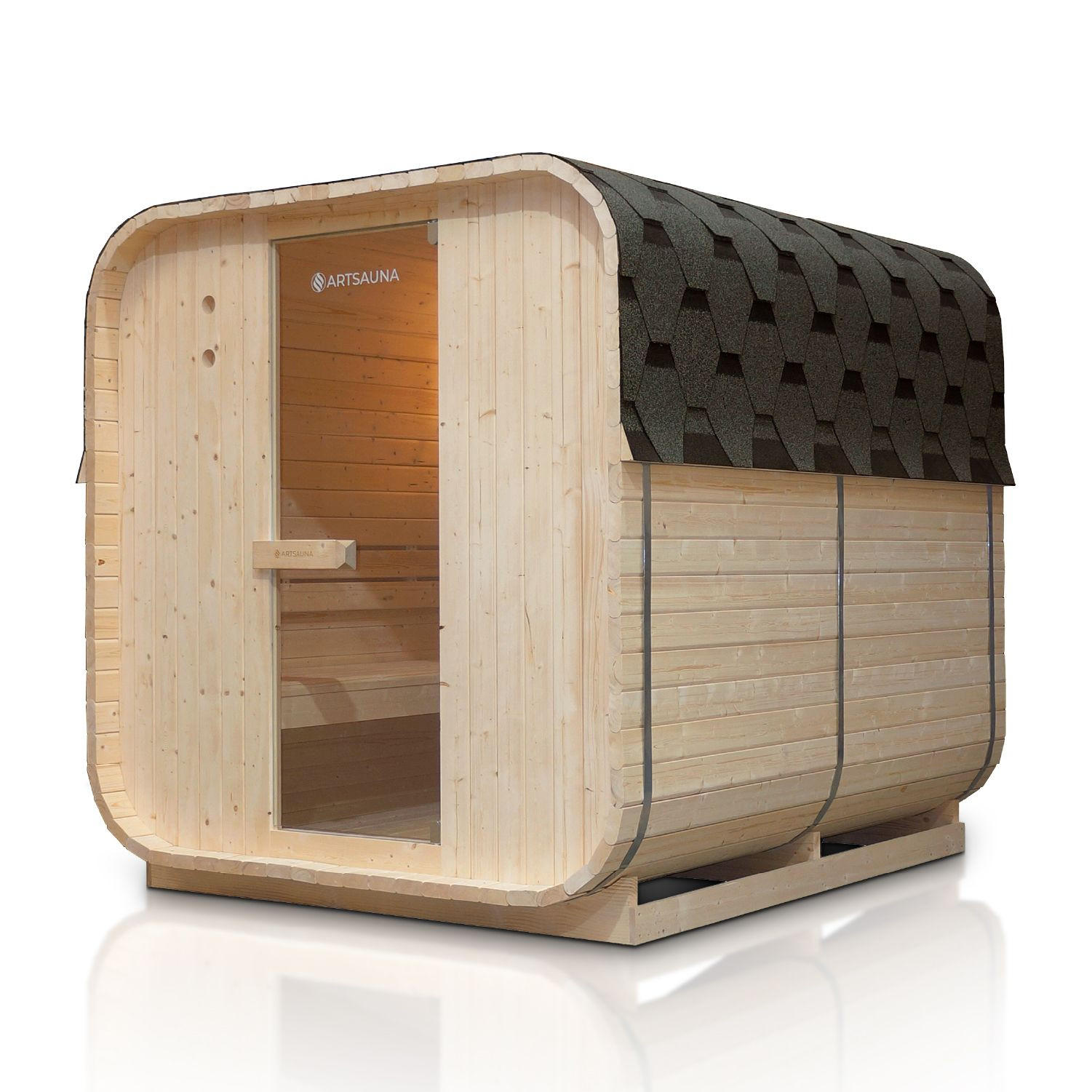 FASSSAUNA Nolvik XL inkl. Zubehör-Set - Naturfarben, Holz (185/194/220cm) - Artsauna