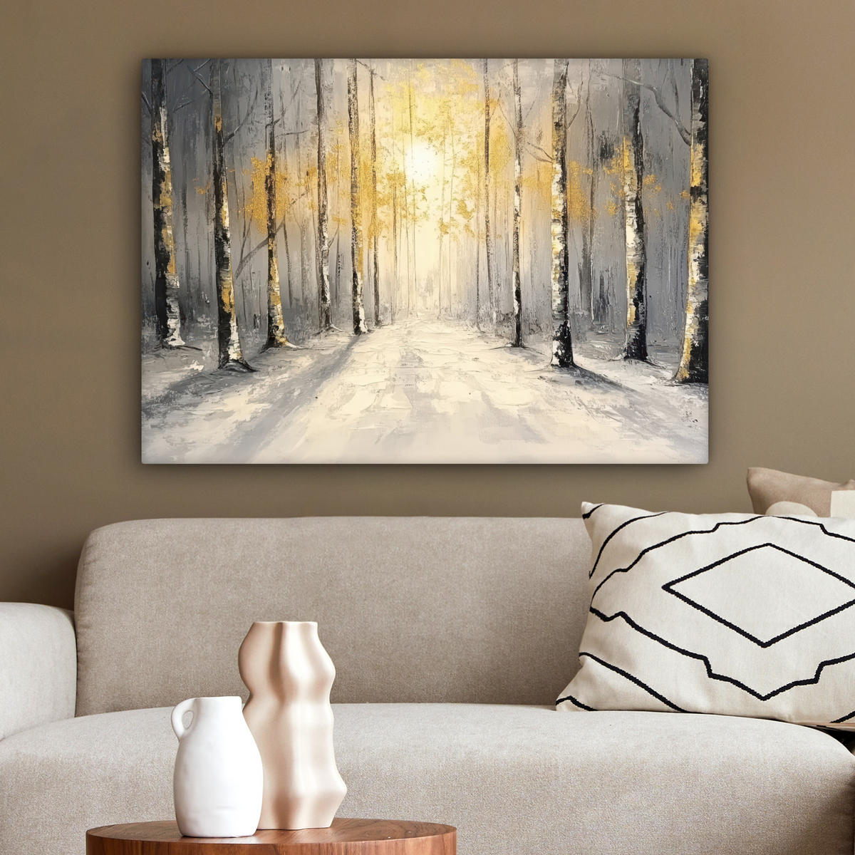 LEINWANDBILD Winter - Abstrakt - Schnee - Natur - Sonne Wandbilder 80x60 cm - Grau, Textil (80/60cm) - MuchoWow