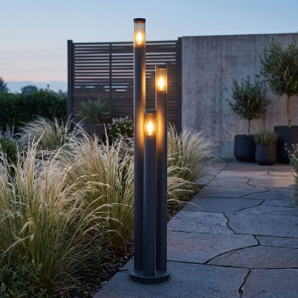 LED STEHLEUCHTE Edelstahl Anthrazit Rauchglas - Anthrazit, Metall (28/28/170cm) - Globo Lighting